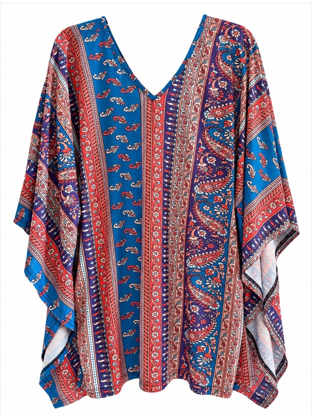 🌺 Colorful Boho Paisley V-Neck Tunic Top